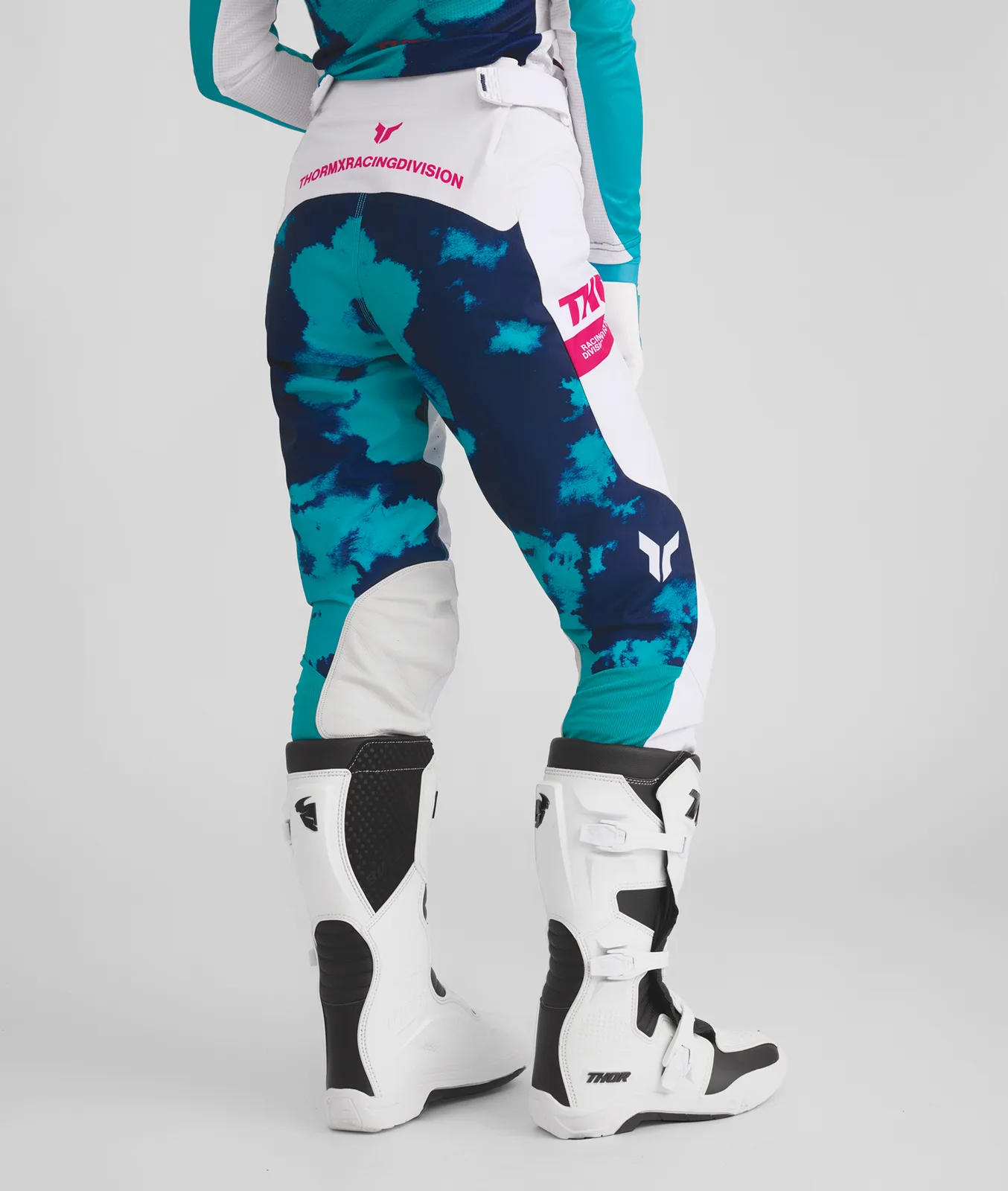 Дамски мотокрос панталон Thor Launchmode Bleach White Aqua