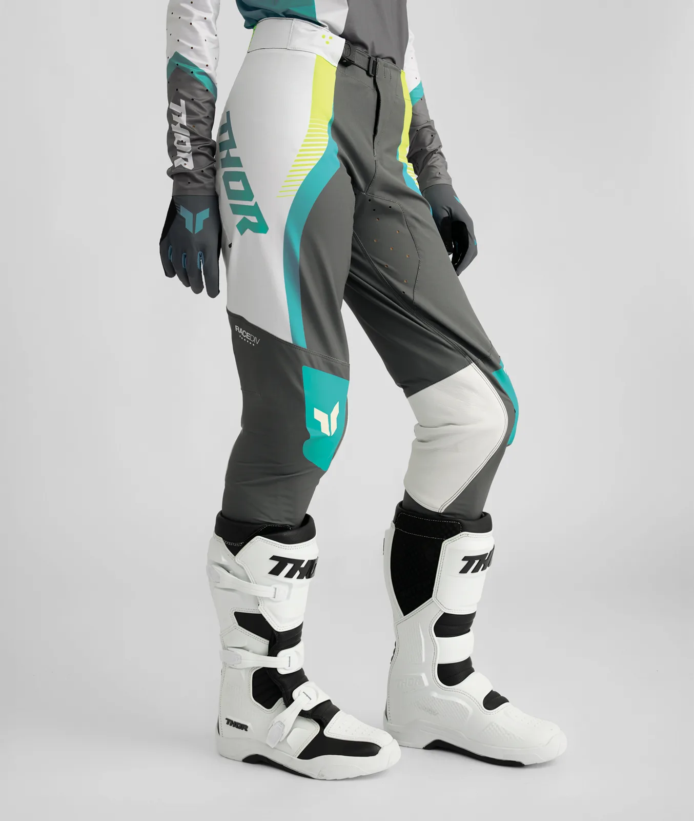 Дамски мотокрос панталон Thor Sportmode Velocity Gray Aqua