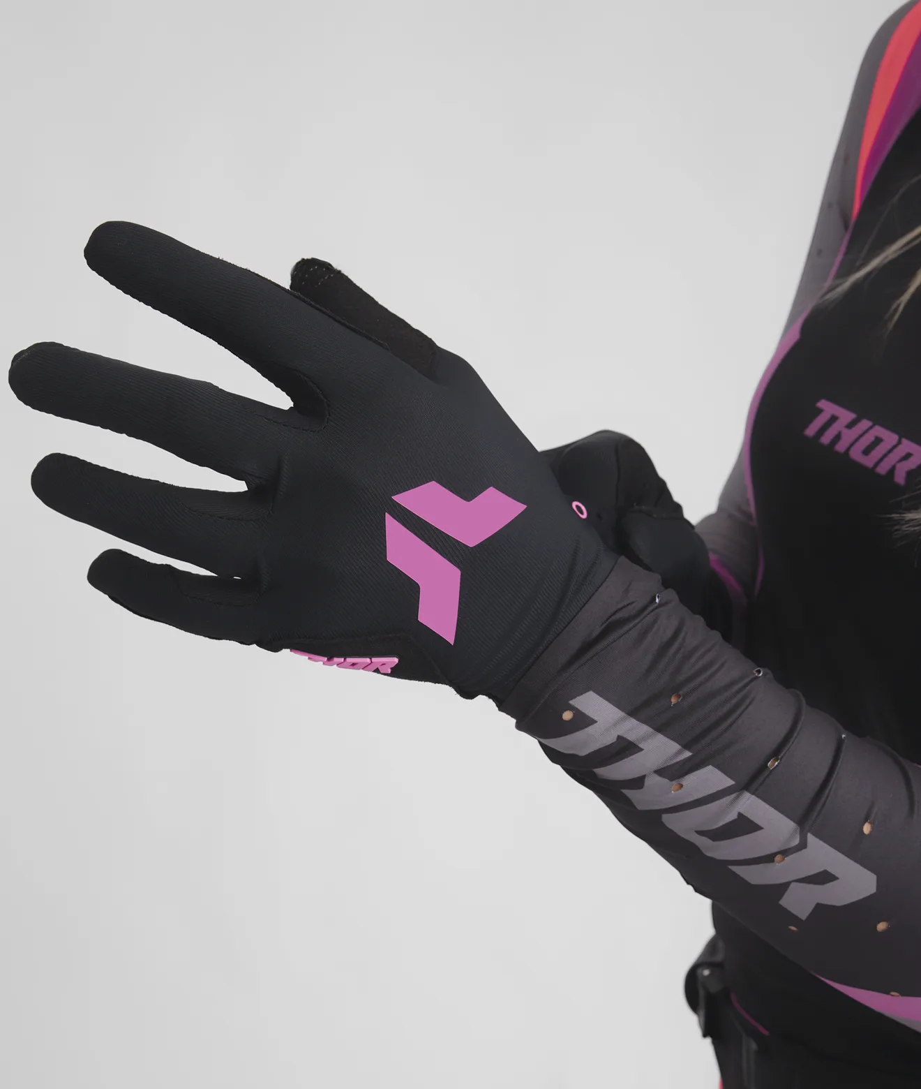 Дамски мотокрос ръкавици Thor Sportmode Iconic Black Orchid