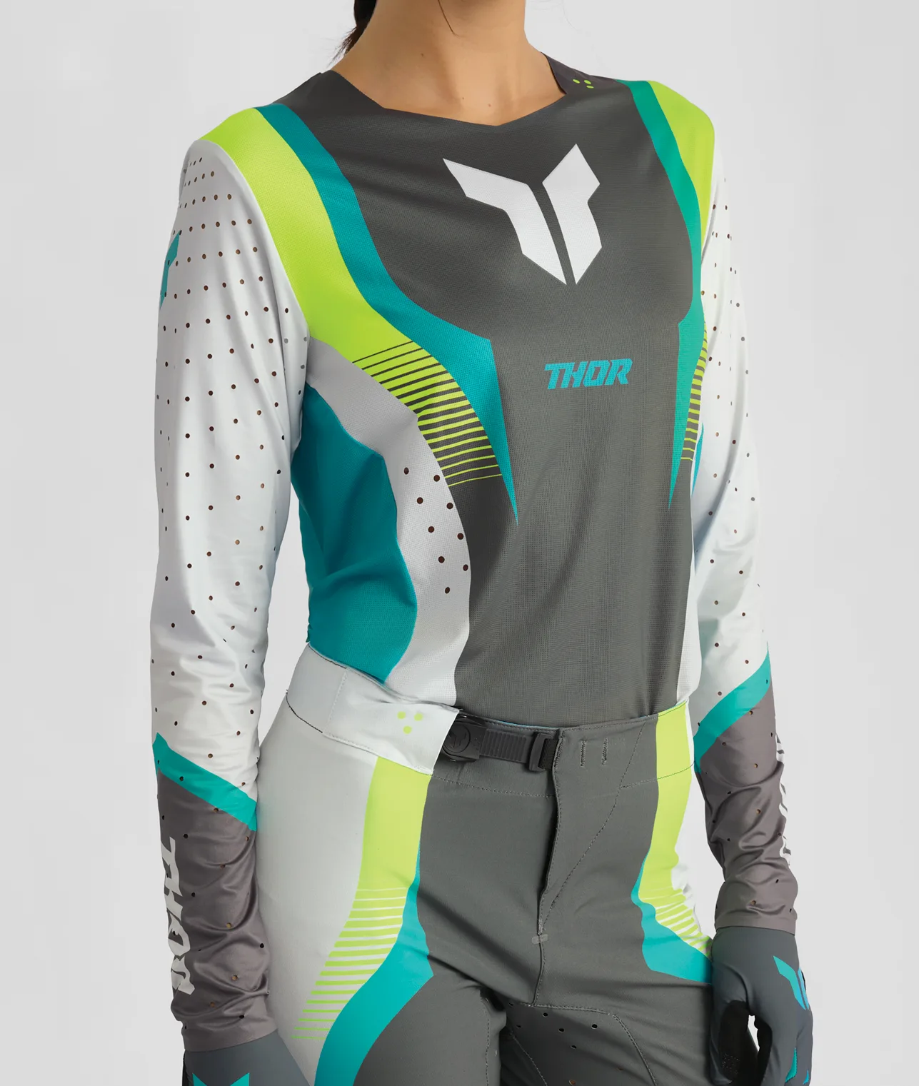 Дамско мотокрос джърси Thor Sportmode Velocity Gray Aqua