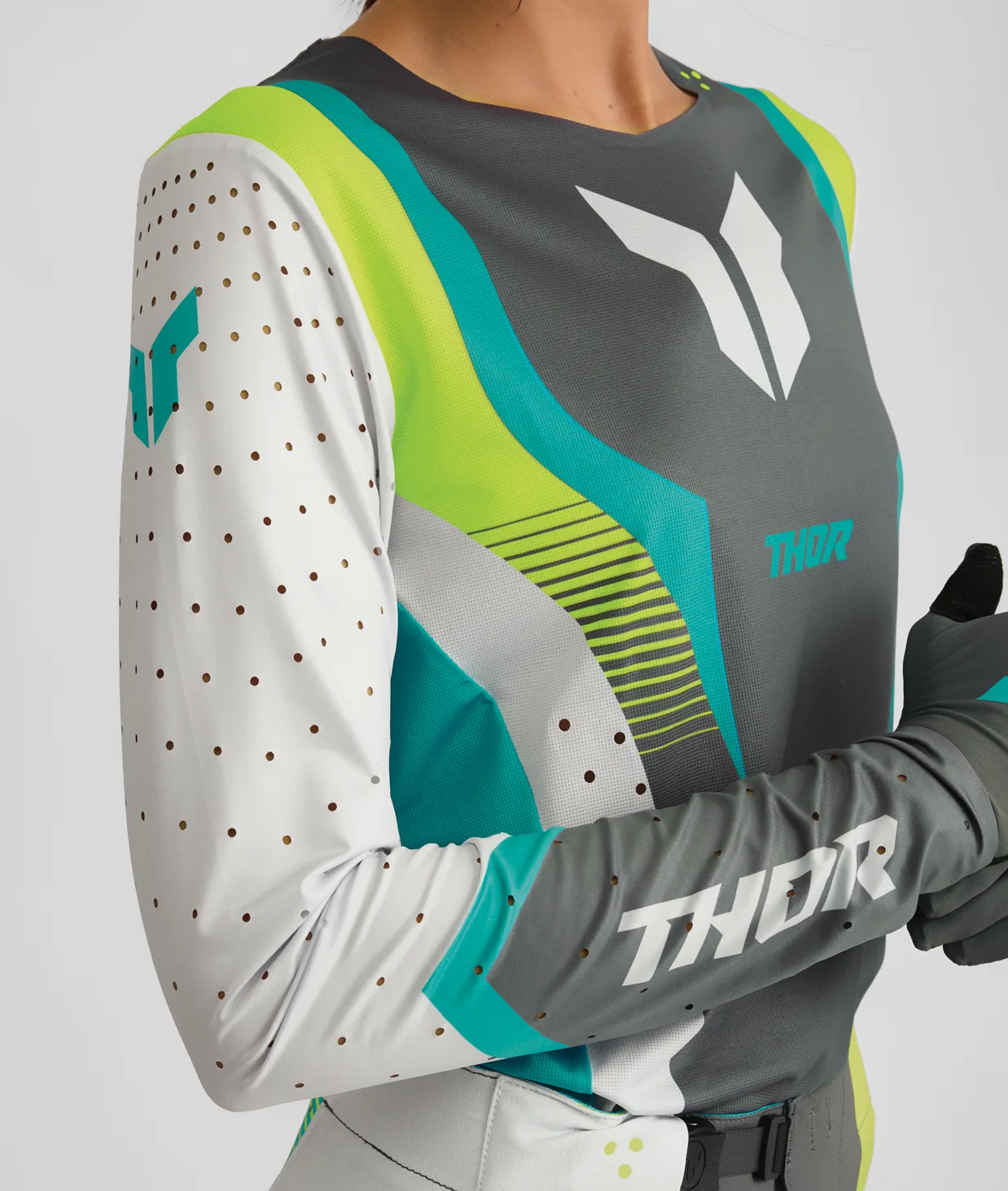 Дамско мотокрос джърси Thor Sportmode Velocity Gray Aqua
