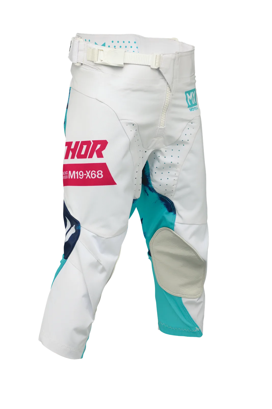 Детски мотокрос панталон Thor Launchmode Bleach White Aqua