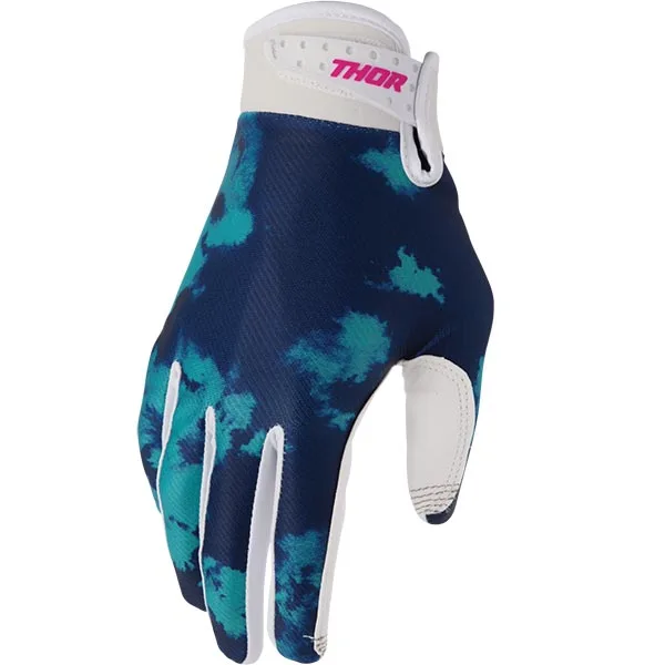 Детски мотокрос ръкавици Thor Launchmode Bleach White Aqua