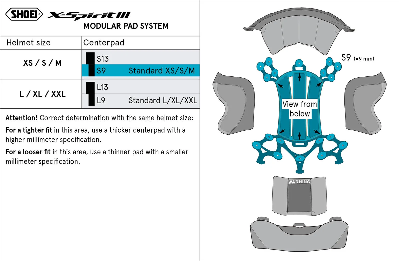 Горна подплата SHOEI X-Spirit 3 (Type-I)