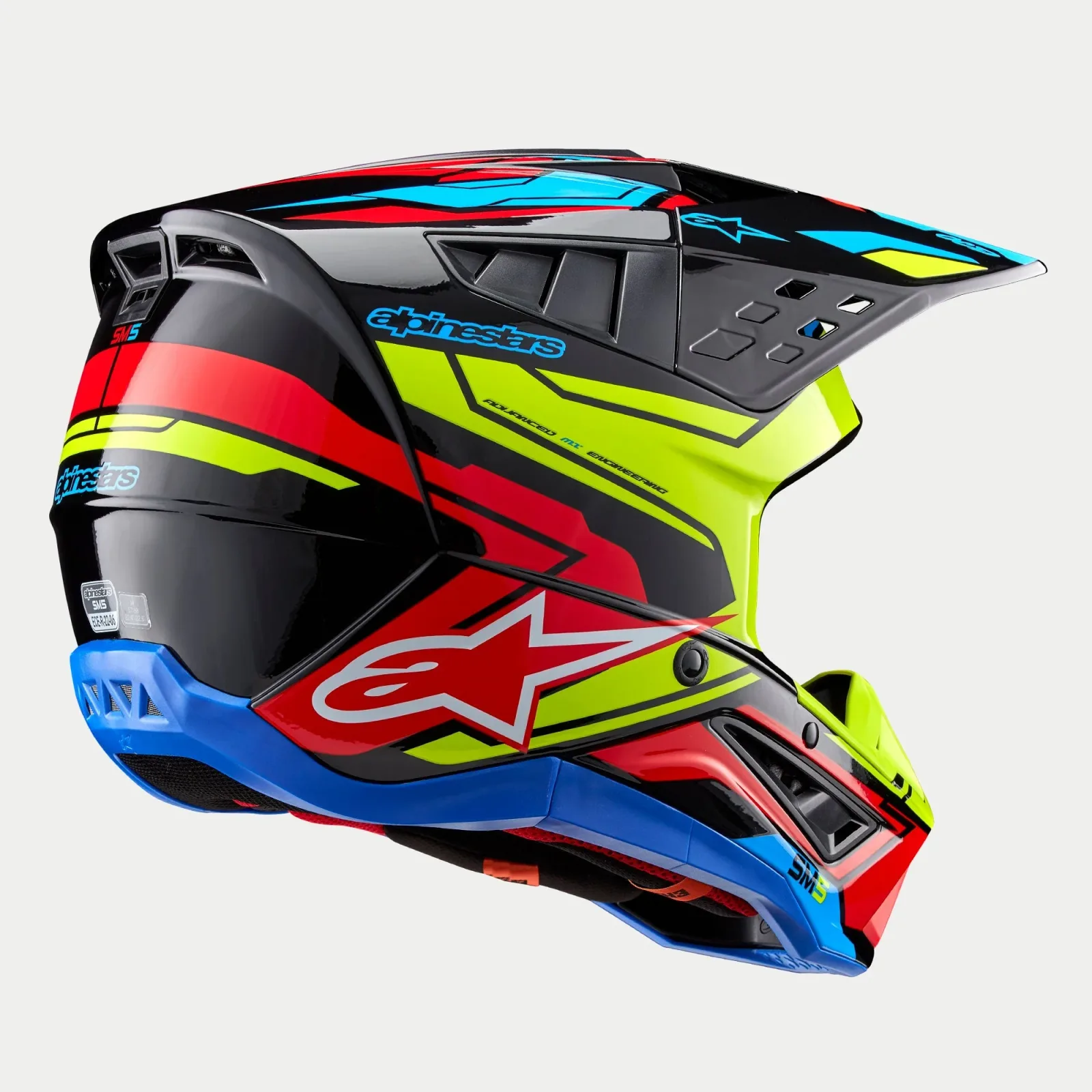 Каска Alpinestars SM5 Action 2 Black Yellow Fluo Bright Red