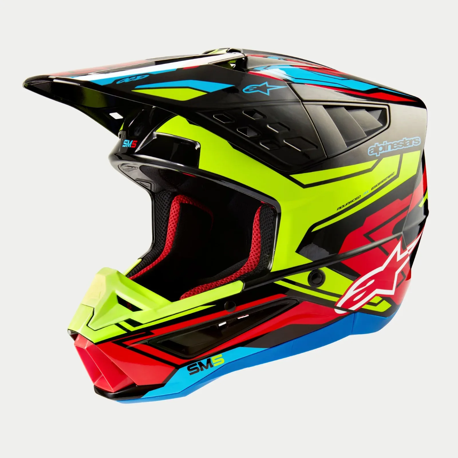 Каска Alpinestars SM5 Action 2 Black Yellow Fluo Bright Red