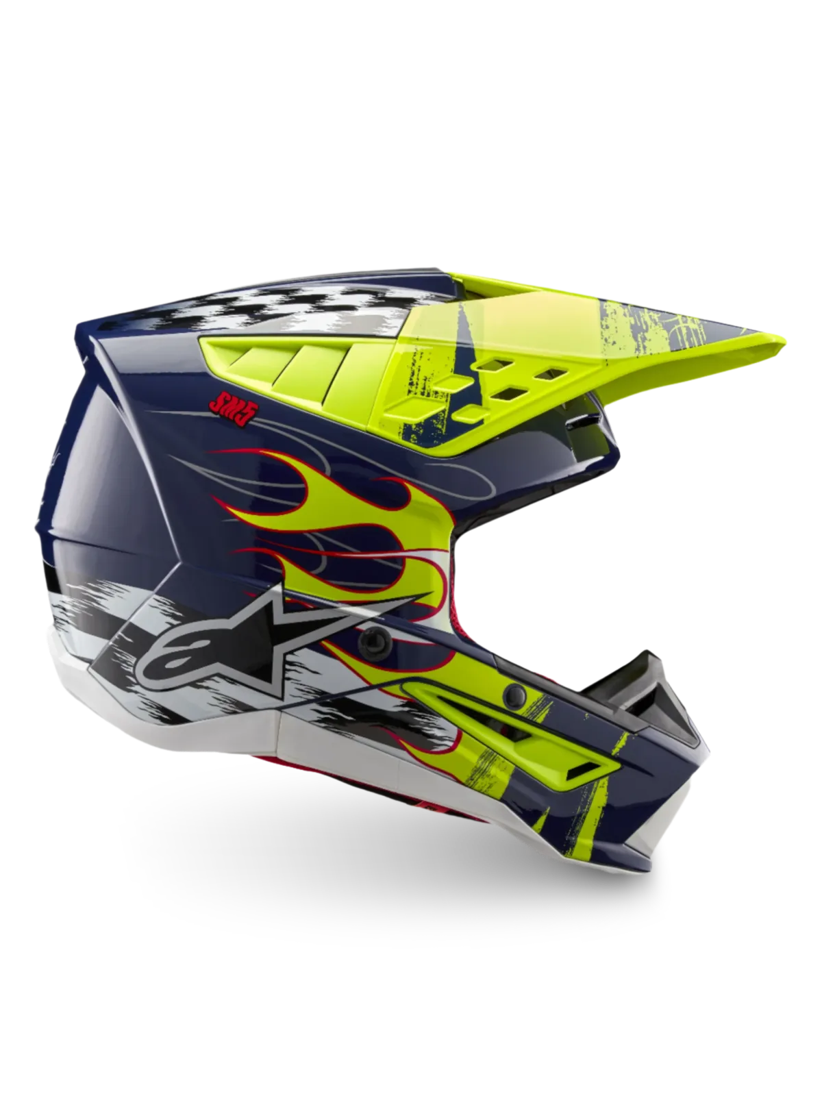 Каска Alpinestars SM5 Rash Night Navy Yellow Fluo Glossy