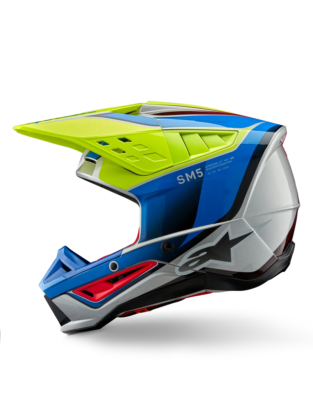 Каска Alpinestars SM5 Sail Yellow Fluo Enamel Blue Silver