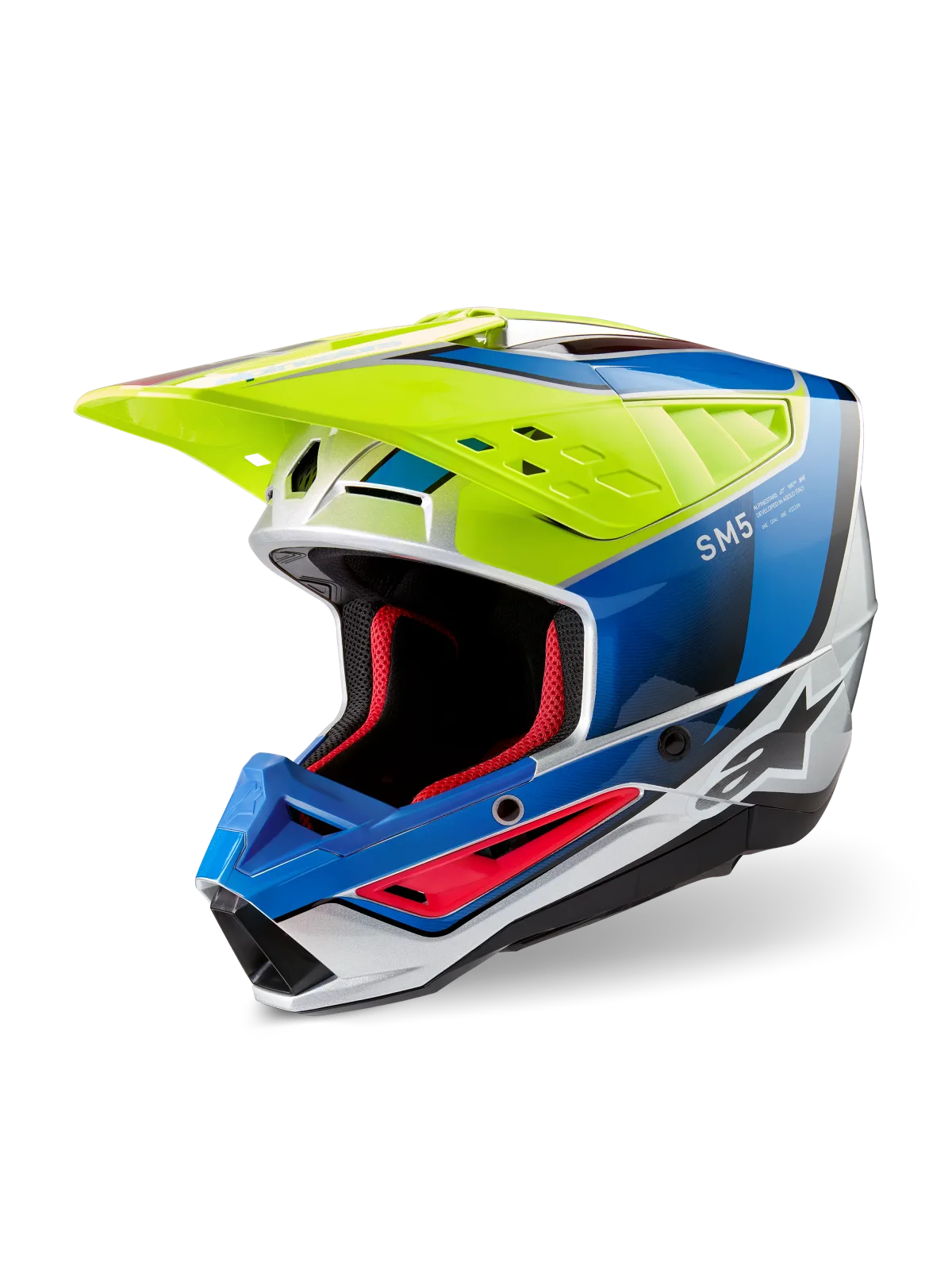 Каска Alpinestars SM5 Sail Yellow Fluo Enamel Blue Silver