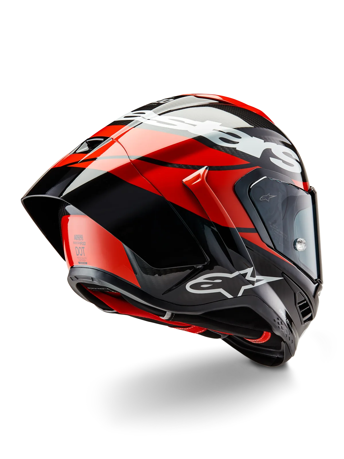 Каска Alpinestars Supertech R10 Element Black Carb Bright Red White Gl