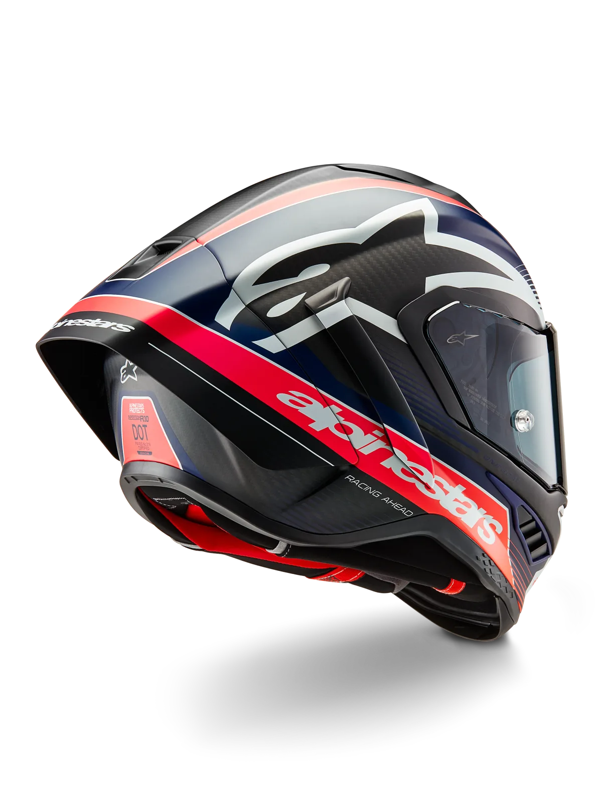 Каска Alpinestars Supertech R10 Team Black Carb Red Fluo D Blu Matt