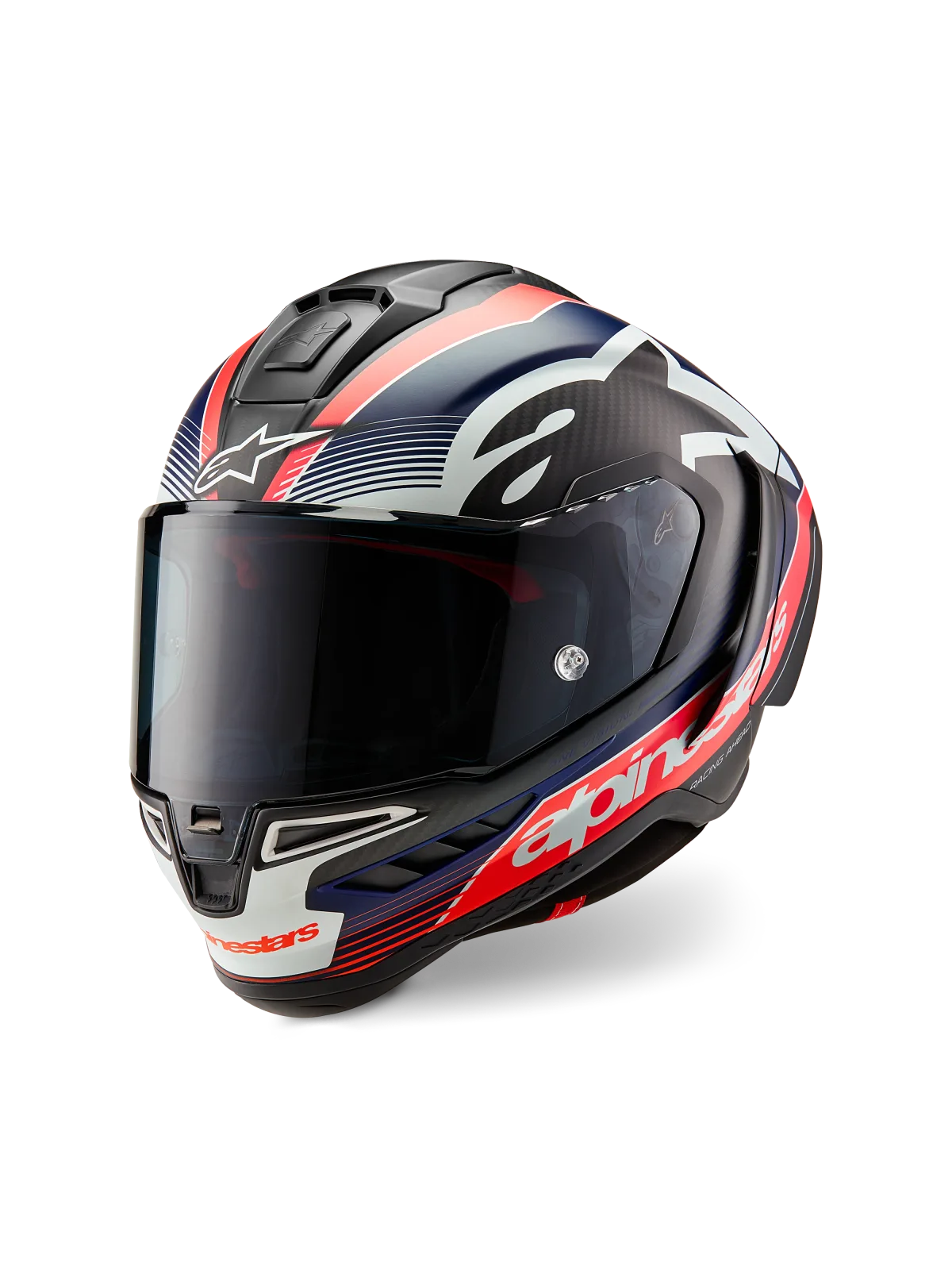 Каска Alpinestars Supertech R10 Team Black Carb Red Fluo D Blu Matt