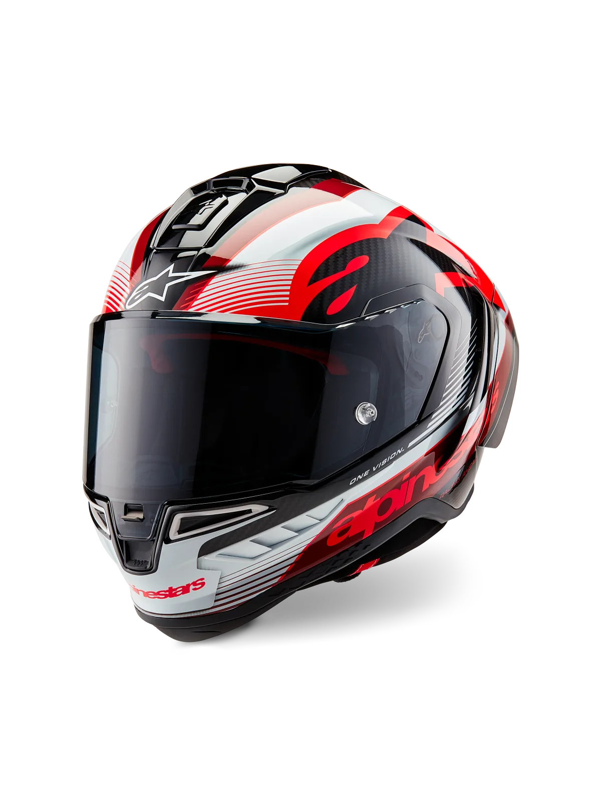 Каска Alpinestars Supertech R10 Team Black Carb Red White Glossy