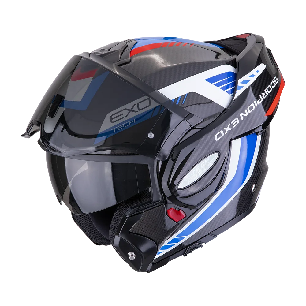 Каска Scorpion EXO-Tech EVO Carbon Cosy Black/Blue/Red