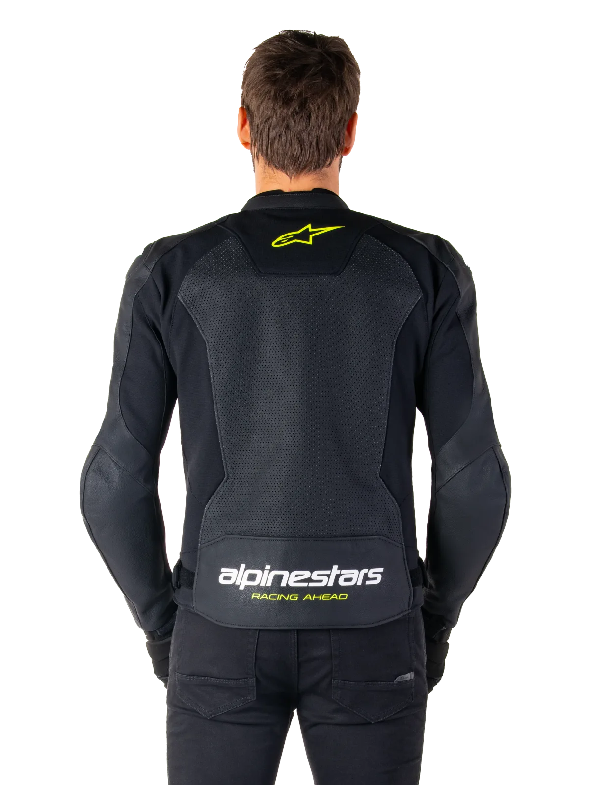 Кожено яке Alpinestars Faster V3 Airflow Black White Yellow Fluo