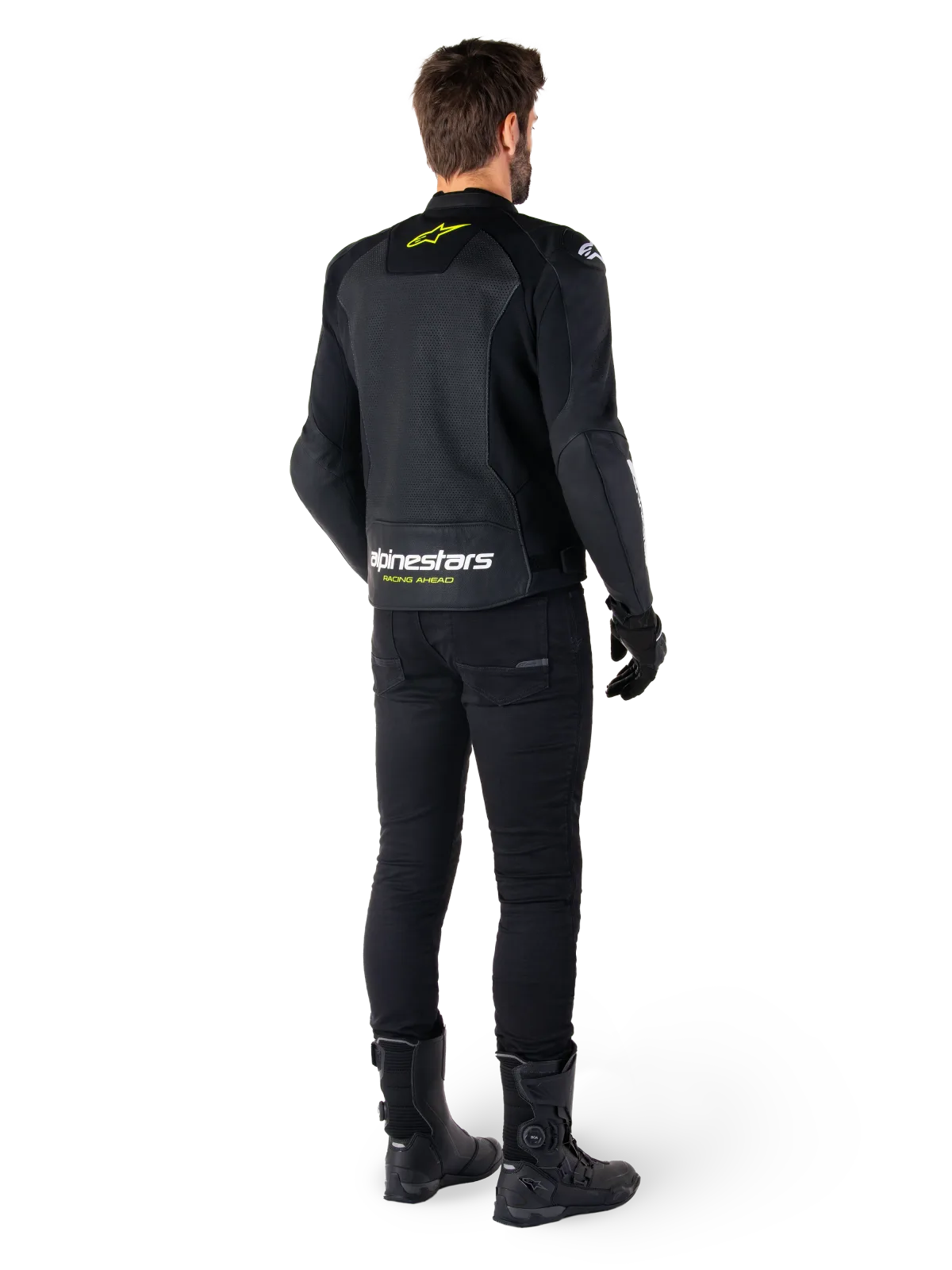 Кожено яке Alpinestars Faster V3 Airflow Black White Yellow Fluo