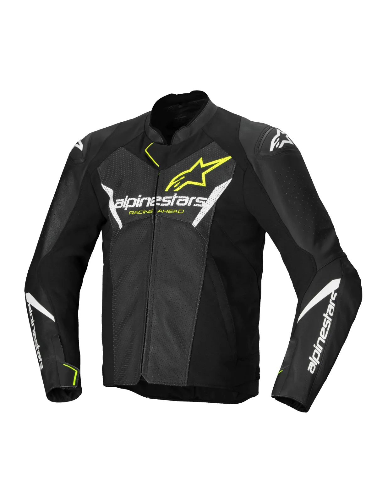 Кожено яке Alpinestars Faster V3 Airflow Black White Yellow Fluo