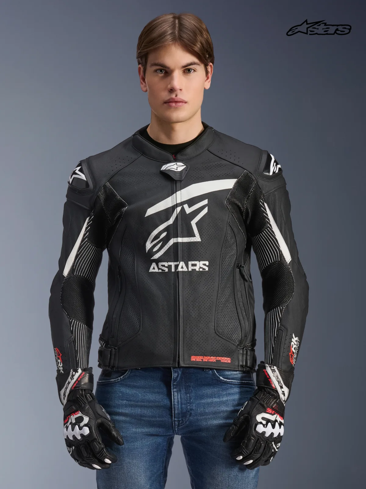 Кожено яке Alpinestars GP Plus R V4 Rideknit Black White