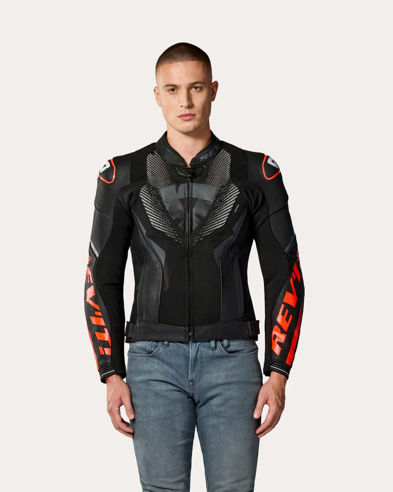 Кожено яке Rev'it Hyperspeed 3 Air Black Neon Red
