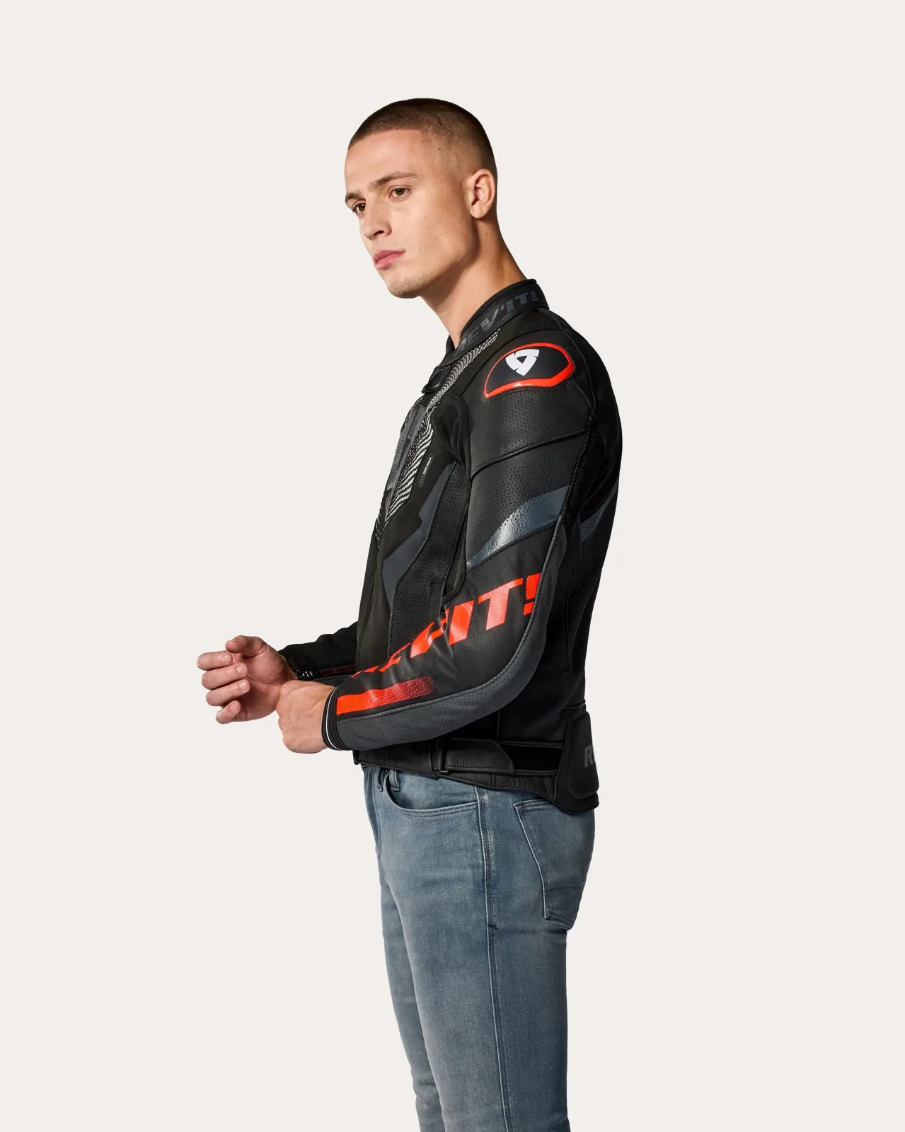 Кожено яке Rev'it Hyperspeed 3 Air Black Neon Red