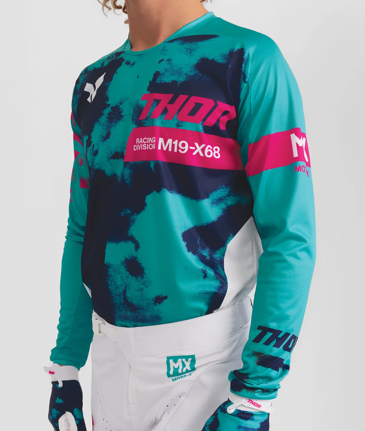 Мотокрос джърси Thor Launchmode Bleach White Aqua