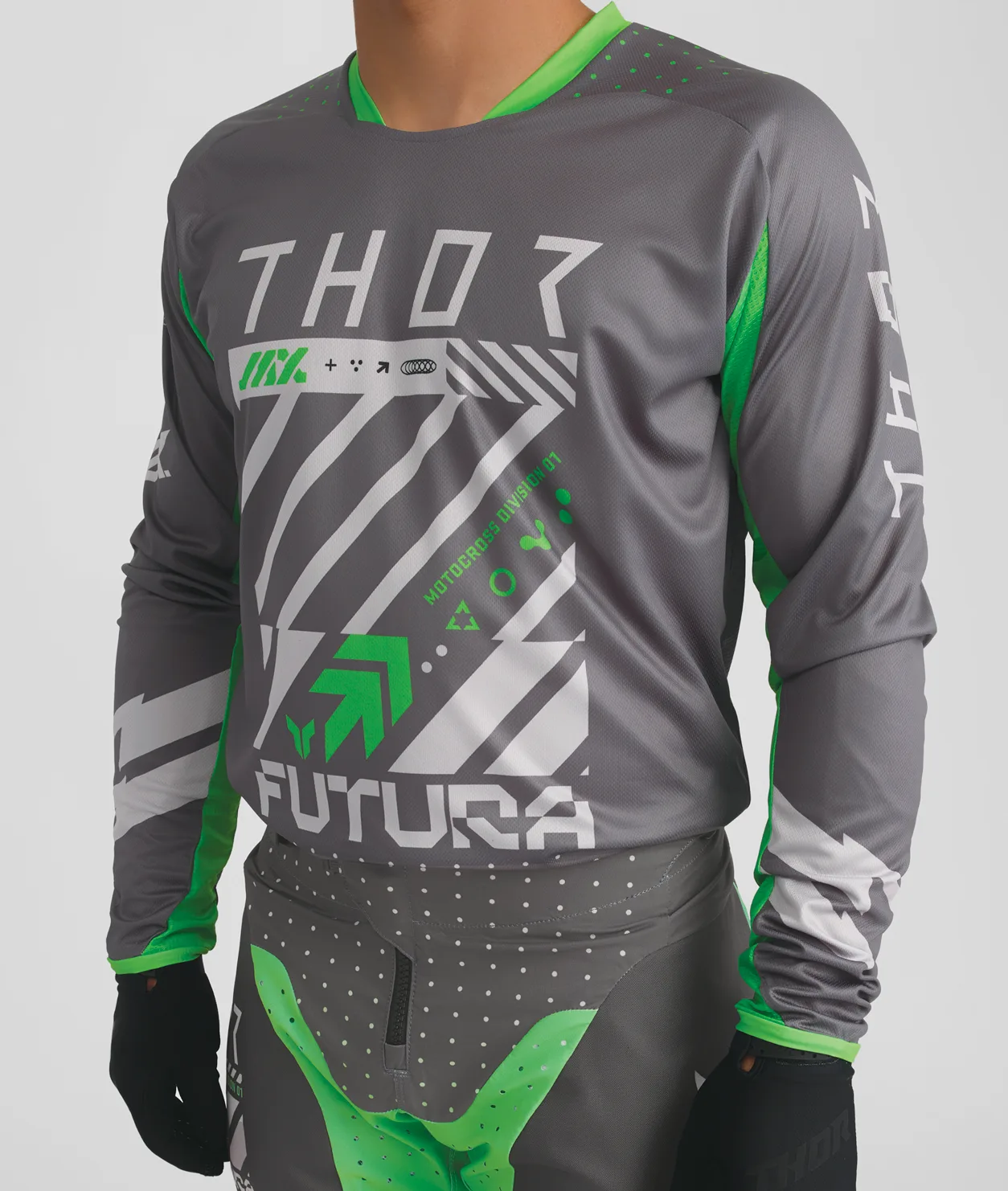 Мотокрос джърси Thor Launchmode Futura Charcoal Green