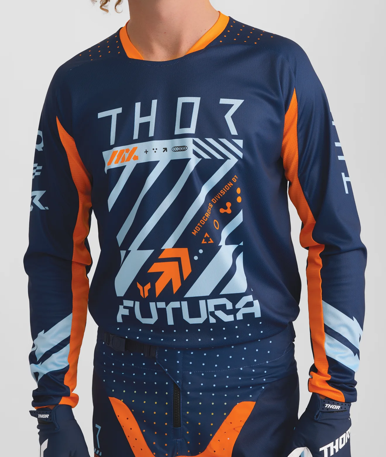 Мотокрос джърси Thor Launchmode Futura Navy Orange