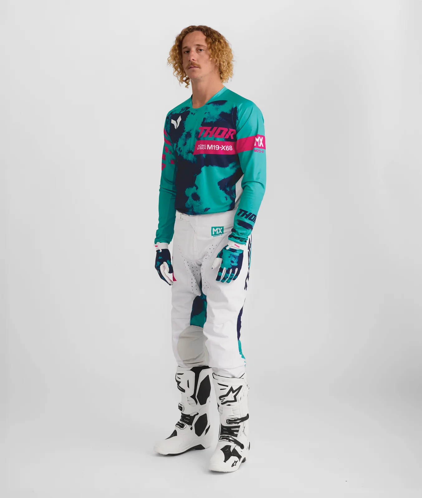 Мотокрос панталон Thor Launchmode Bleach White Aqua