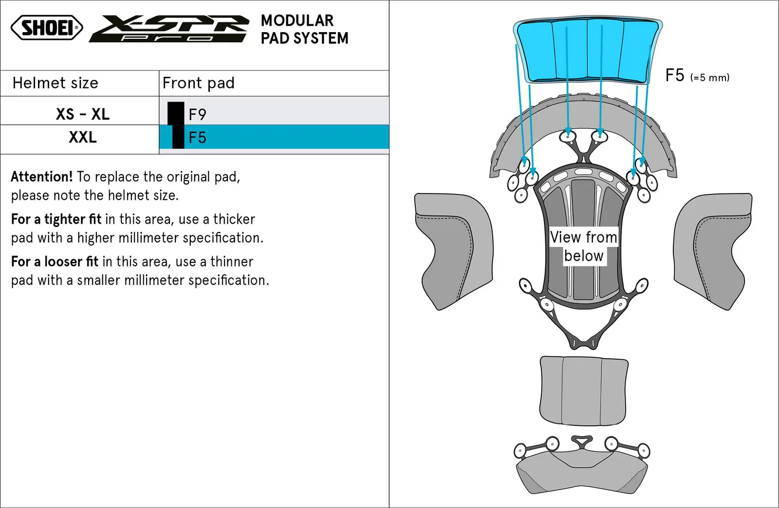 Предна подплата SHOEI X-SPR Pro / X-SPR Pro 02 (Type-P)