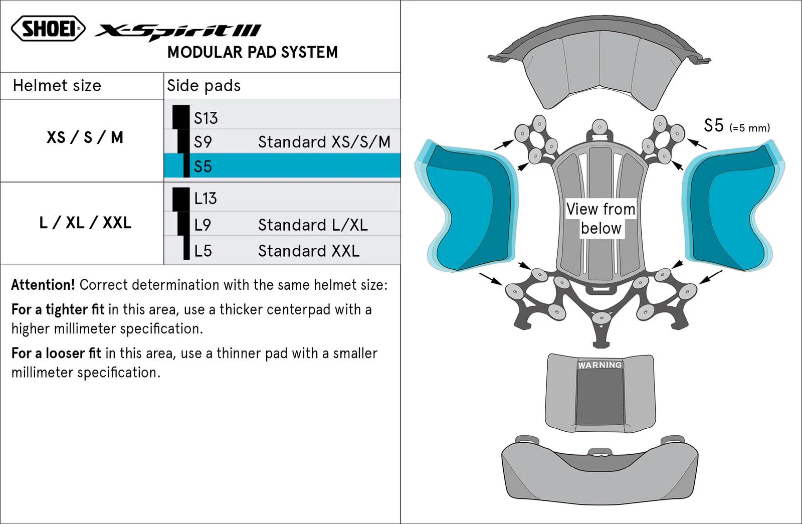Странична подплата SHOEI X-Spirit 3 (Type-I)