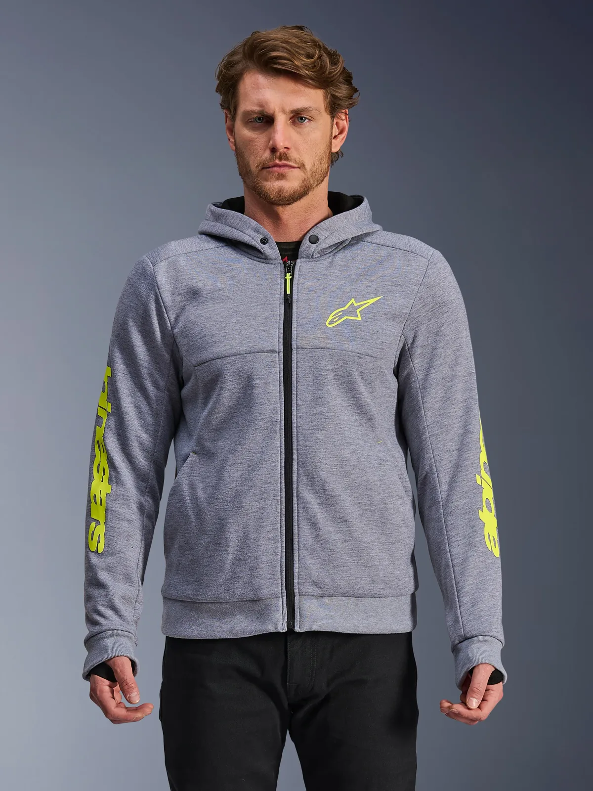 Суитшърт Alpinestars Chrome V2 Gray Heather Fluo Yellow
