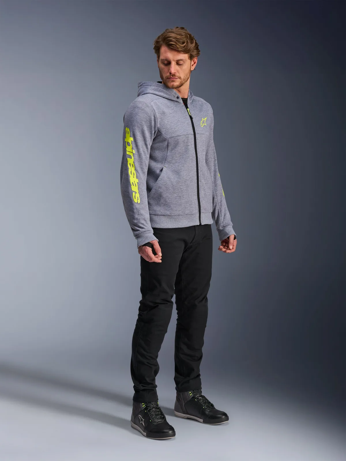 Суитшърт Alpinestars Chrome V2 Gray Heather Fluo Yellow