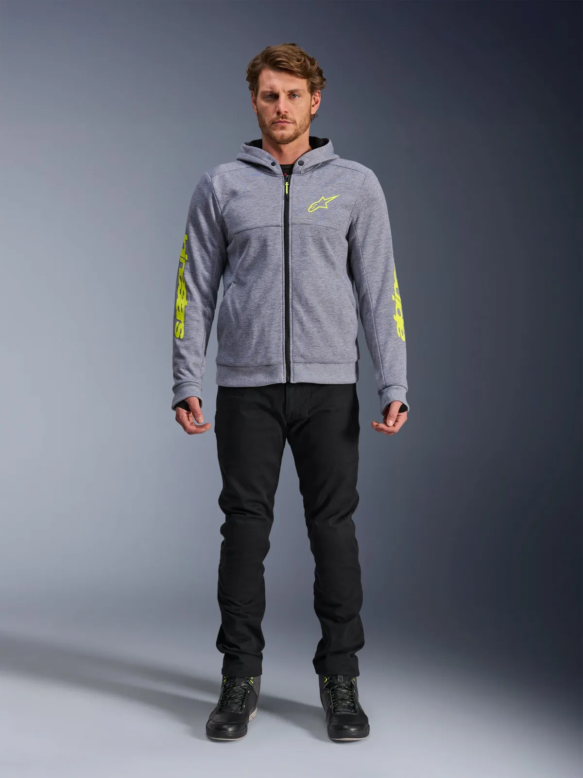 Суитшърт Alpinestars Chrome V2 Gray Heather Fluo Yellow