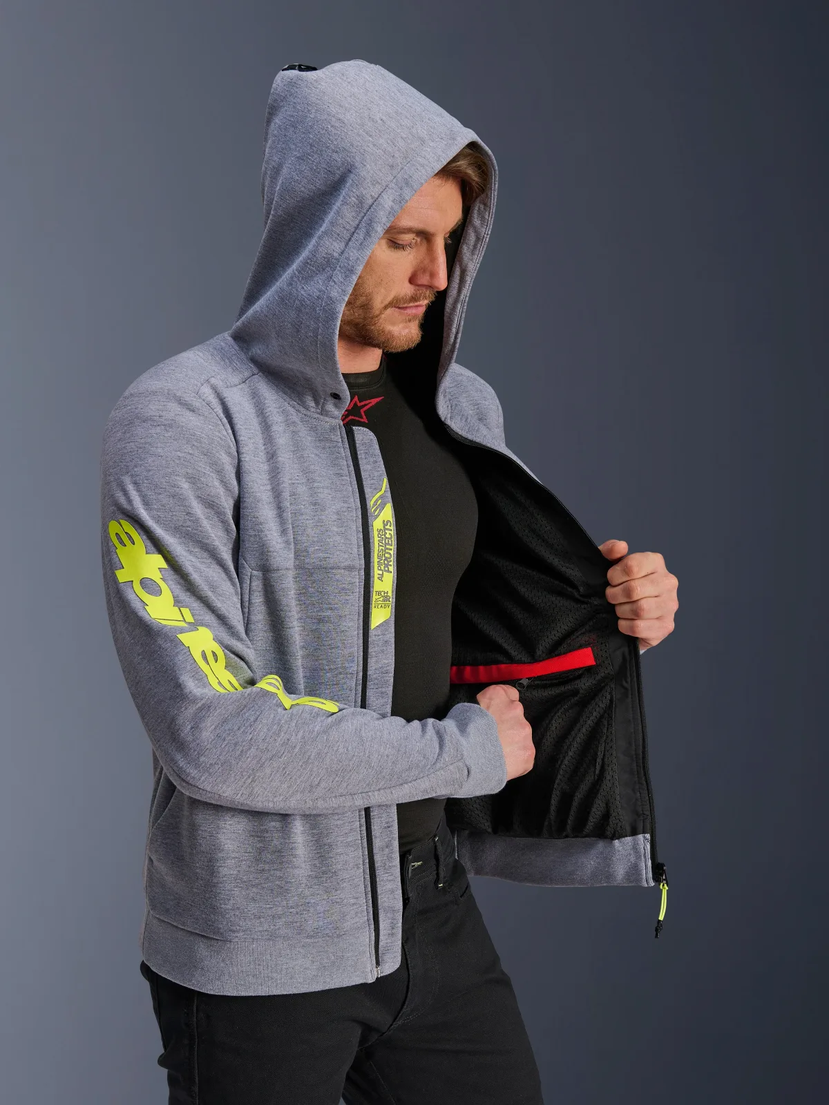 Суитшърт Alpinestars Chrome V2 Gray Heather Fluo Yellow