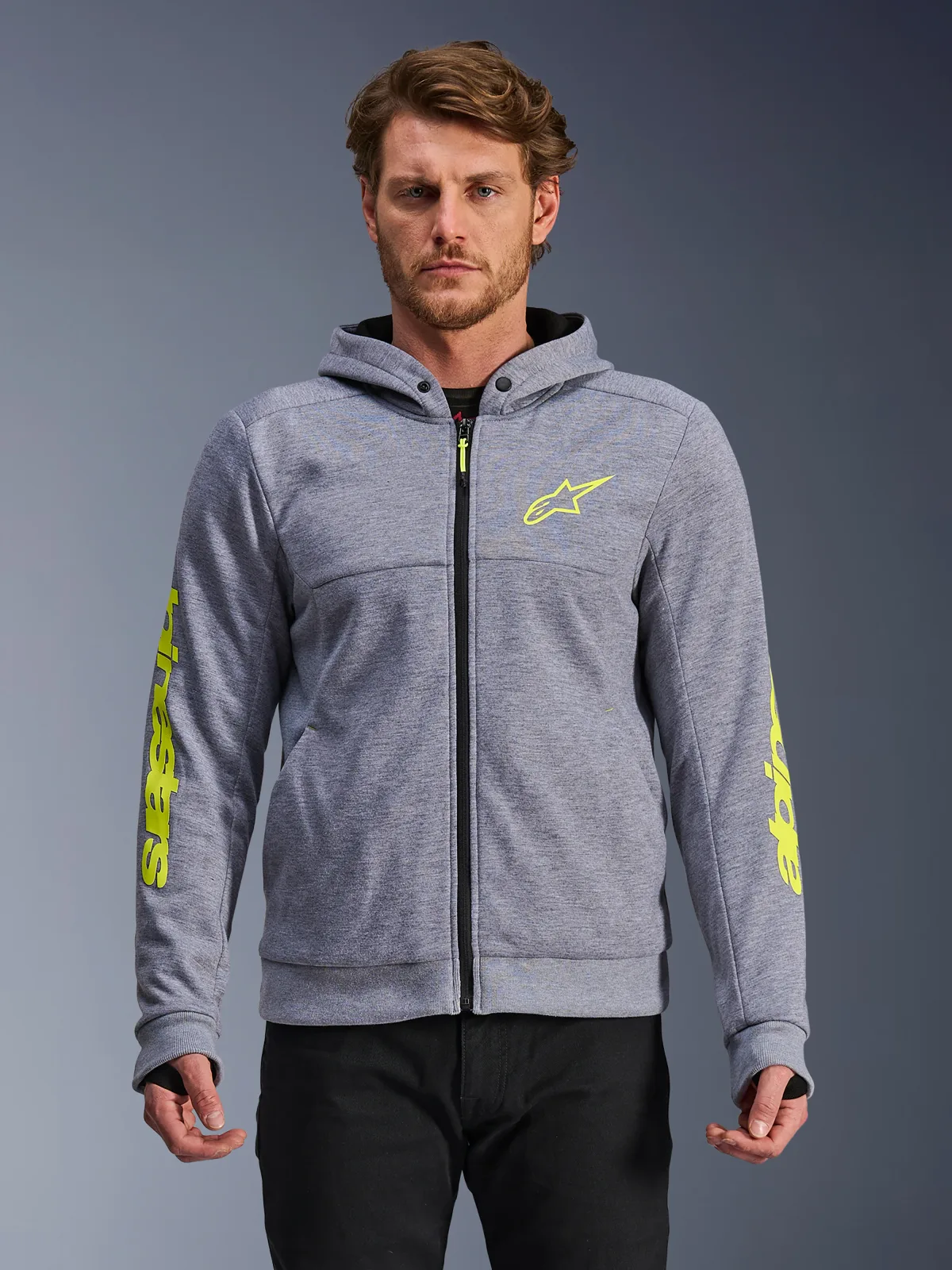 Суитшърт Alpinestars Chrome V2 Gray Heather Fluo Yellow