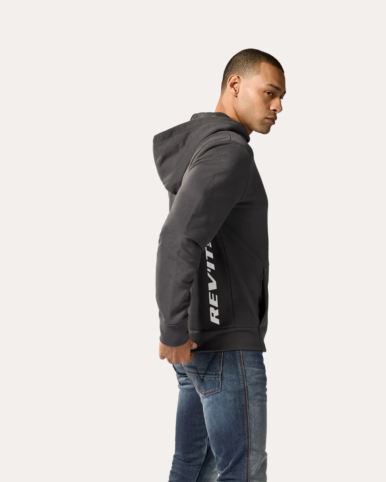 Суитшърт с качулка Rev'it Renato Light Grey