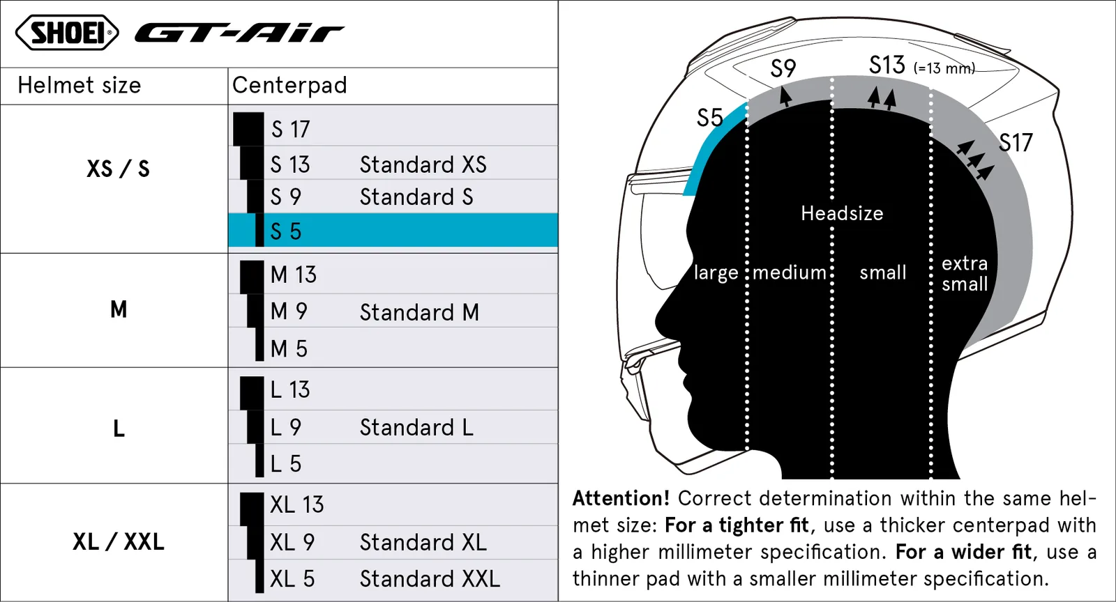 Централна подплата SHOEI GT-Air (Type-F)