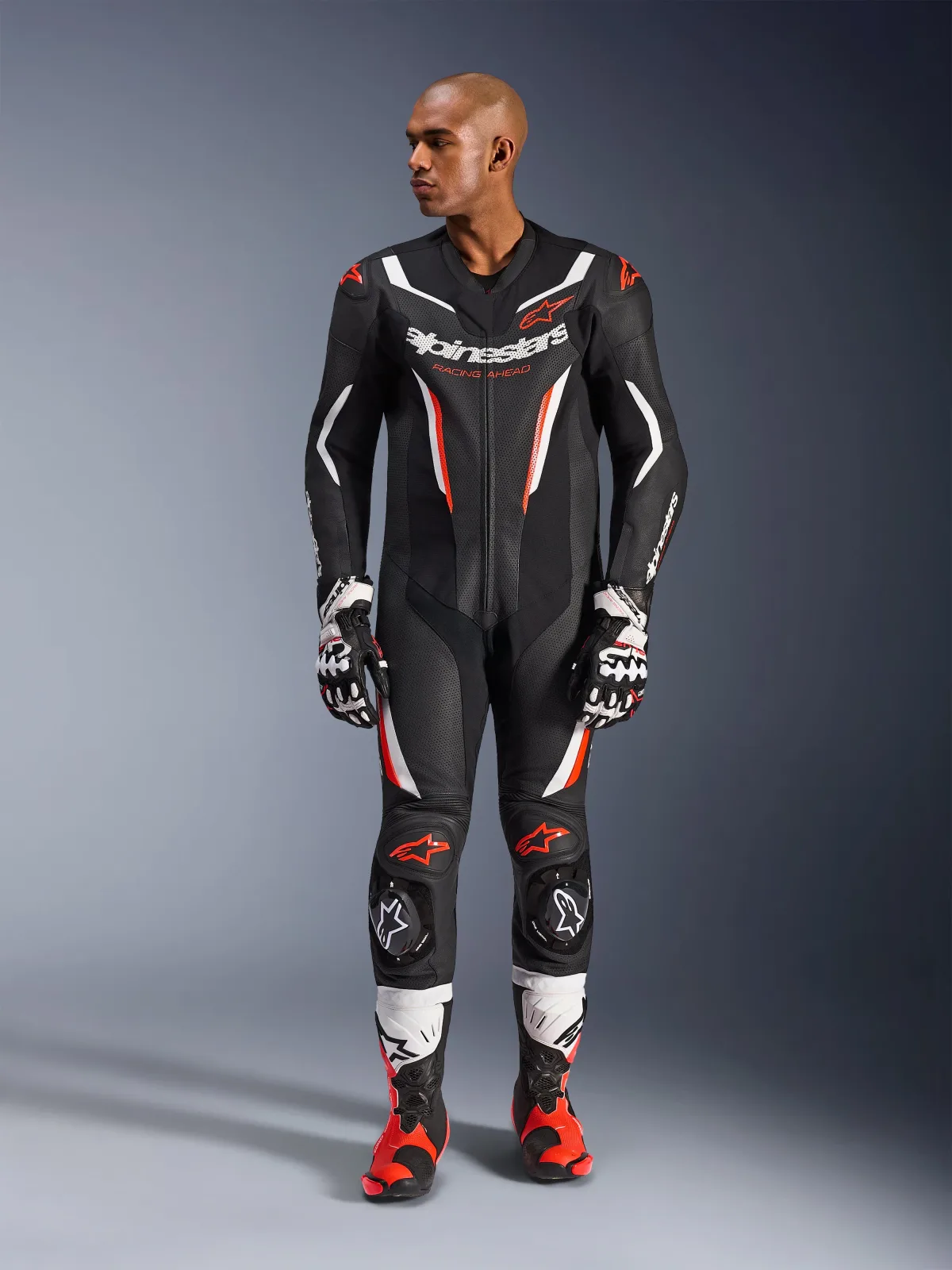 Цял кожен екип Alpinestars GP Force V2 Black White Red Fluo