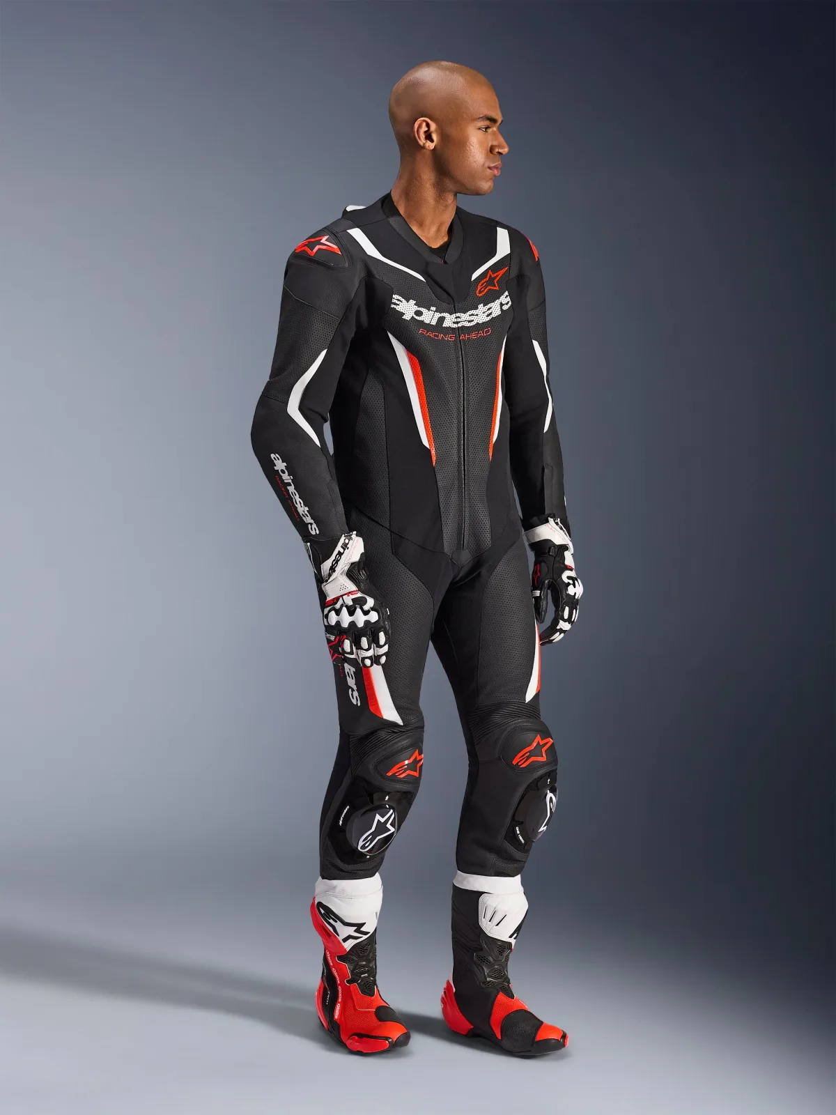 Цял кожен екип Alpinestars GP Force V2 Black White Red Fluo
