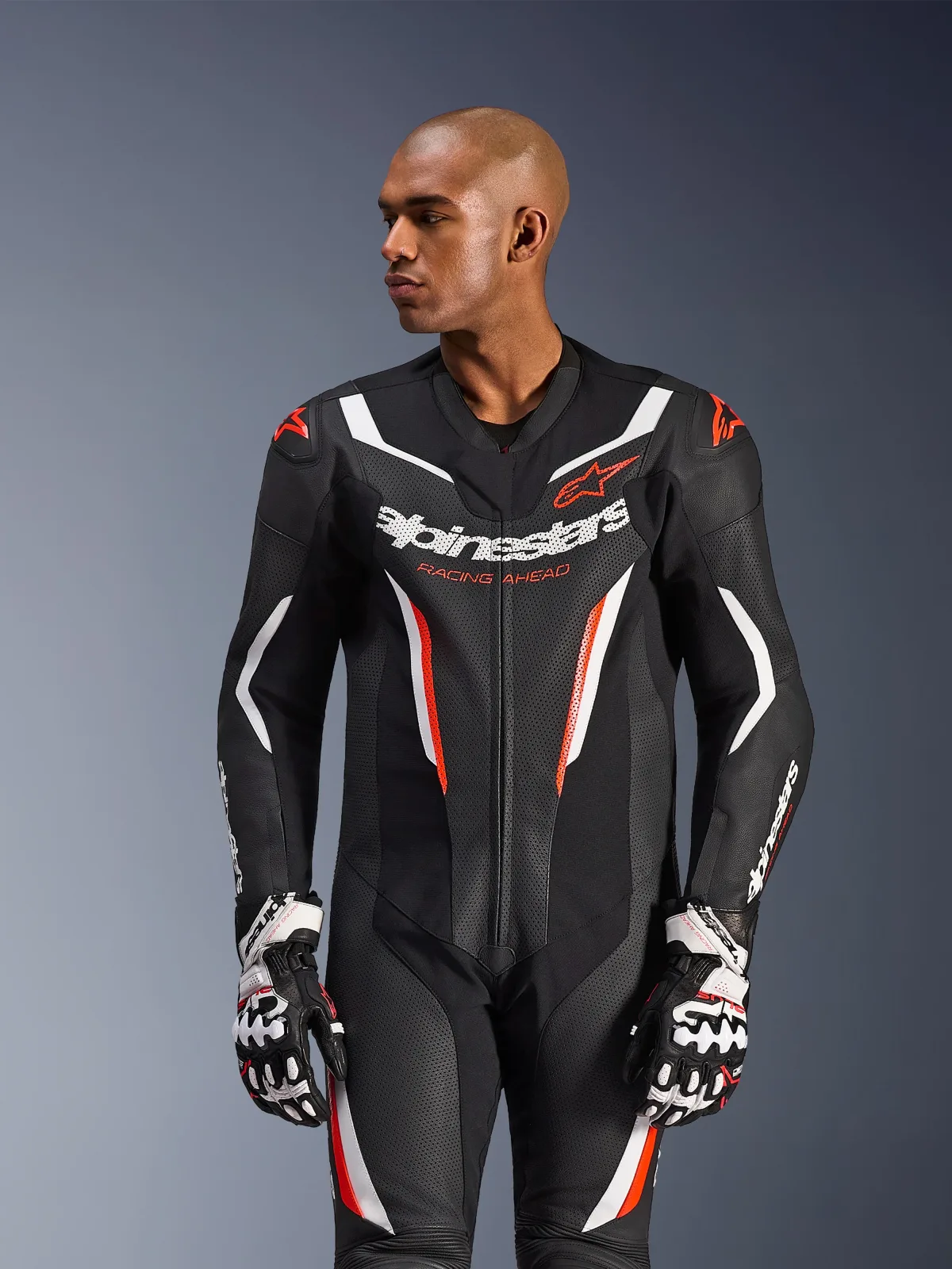 Цял кожен екип Alpinestars GP Force V2 Black White Red Fluo