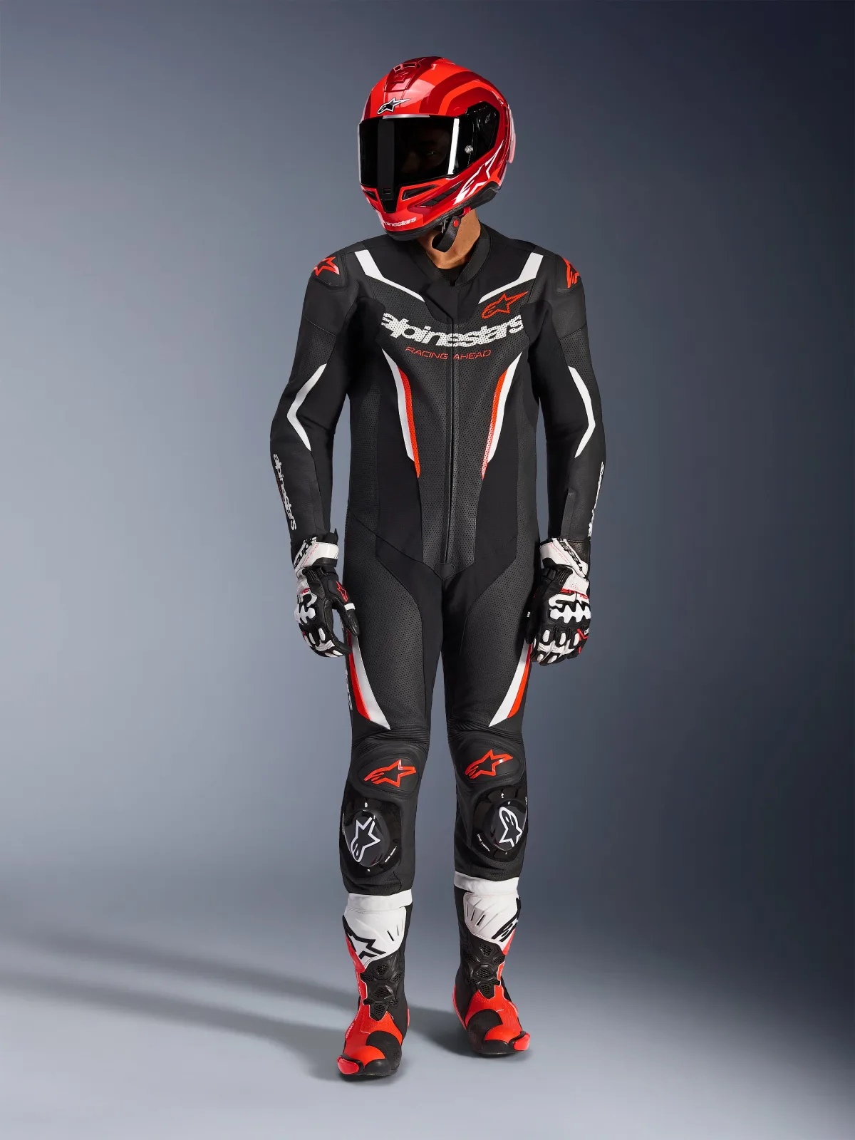 Цял кожен екип Alpinestars GP Force V2 Black White Red Fluo
