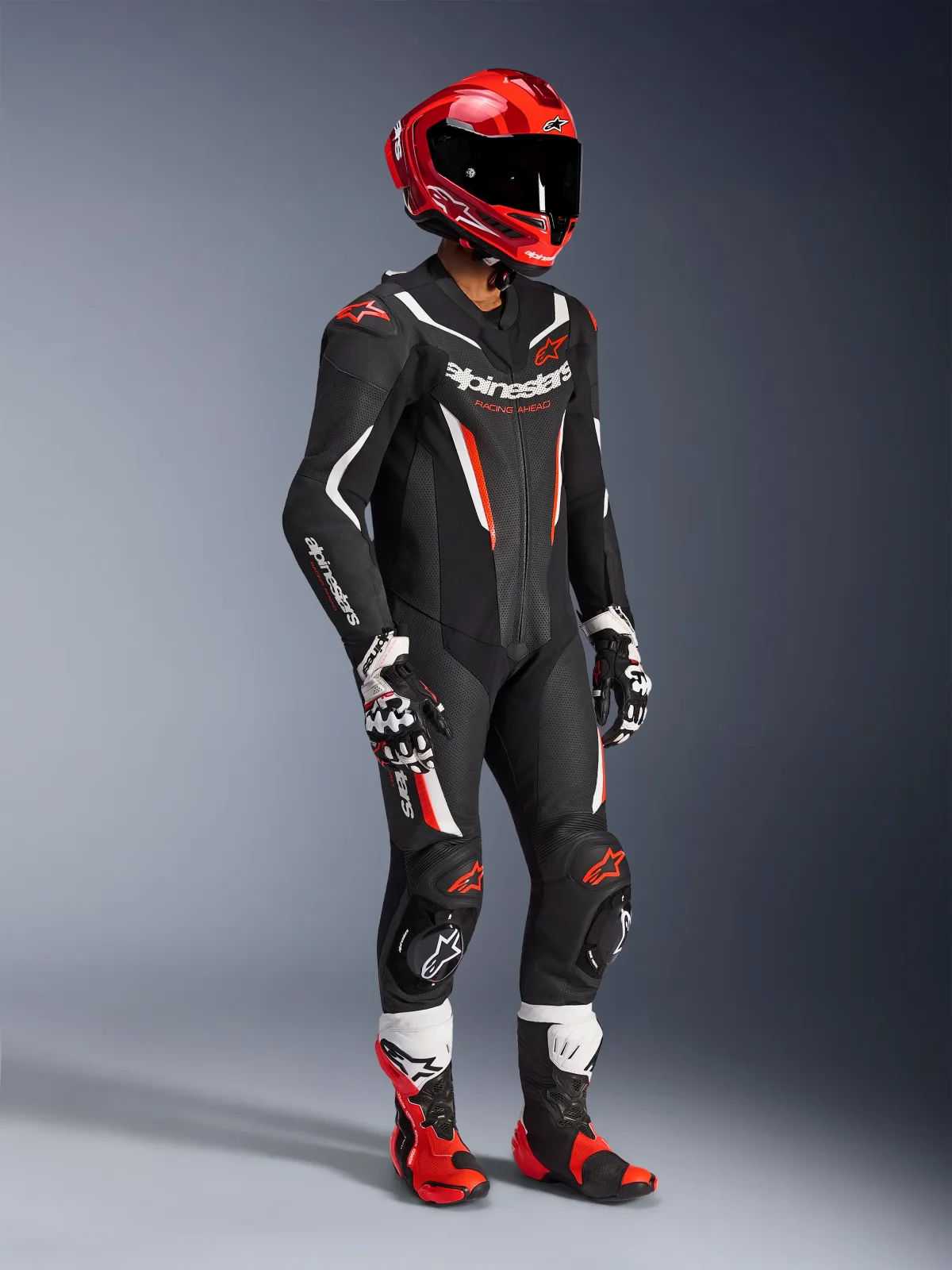 Цял кожен екип Alpinestars GP Force V2 Black White Red Fluo