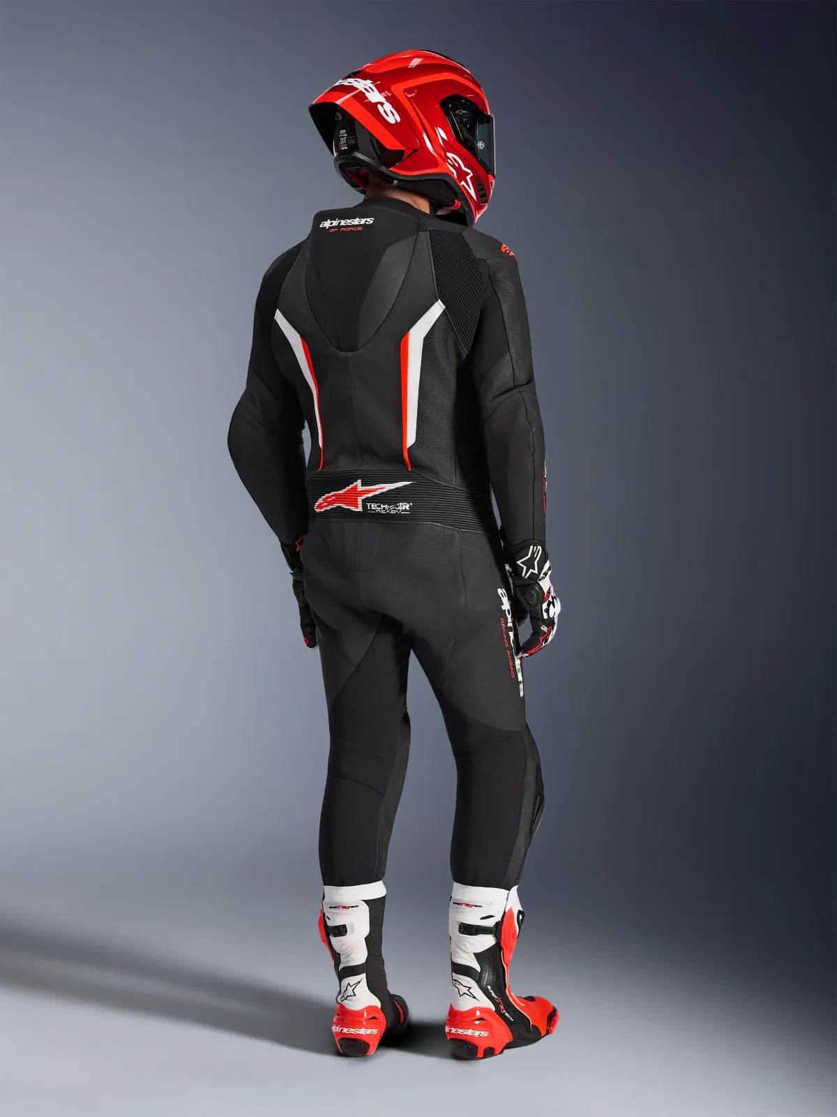 Цял кожен екип Alpinestars GP Force V2 Black White Red Fluo