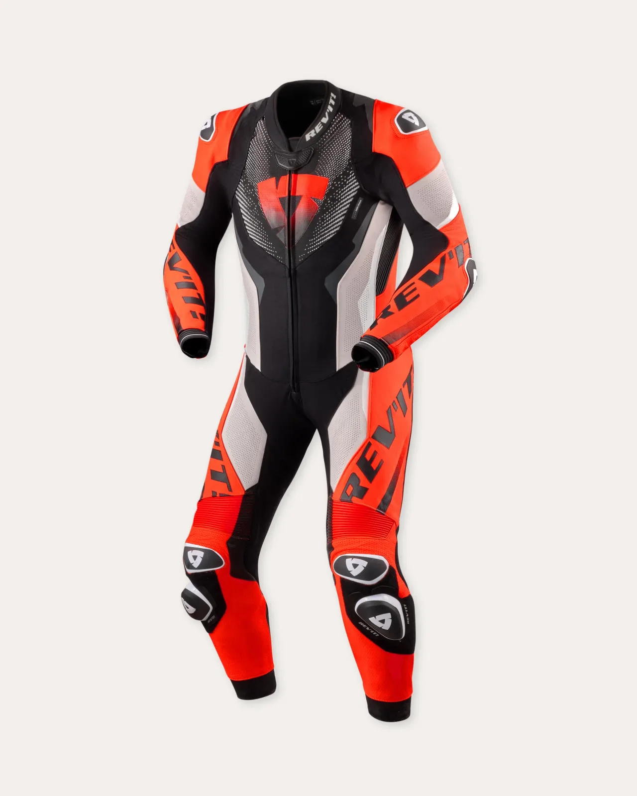 Цял кожен екип Rev'it Hyperspeed 3 Light Grey Neon Red
