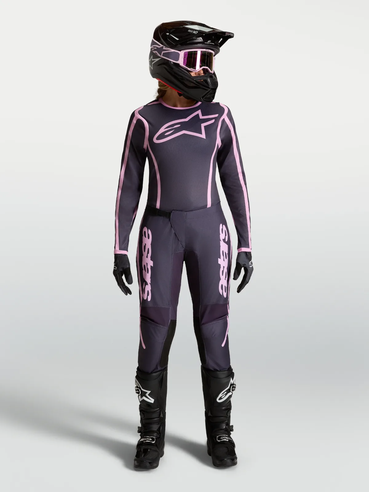 Дамски мотокрос панталон Alpinestars Stella Fluid Apex V2 Graystone Old Pink