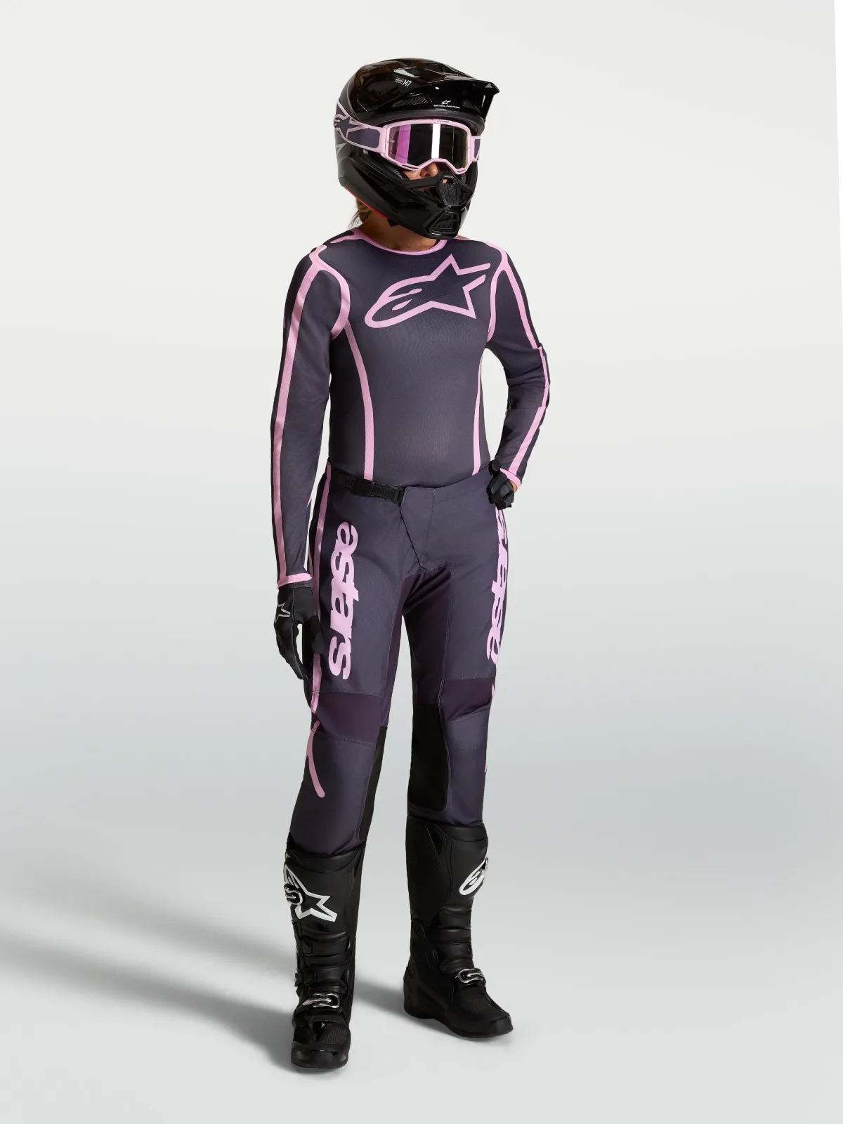 Дамски мотокрос панталон Alpinestars Stella Fluid Apex V2 Graystone Old Pink