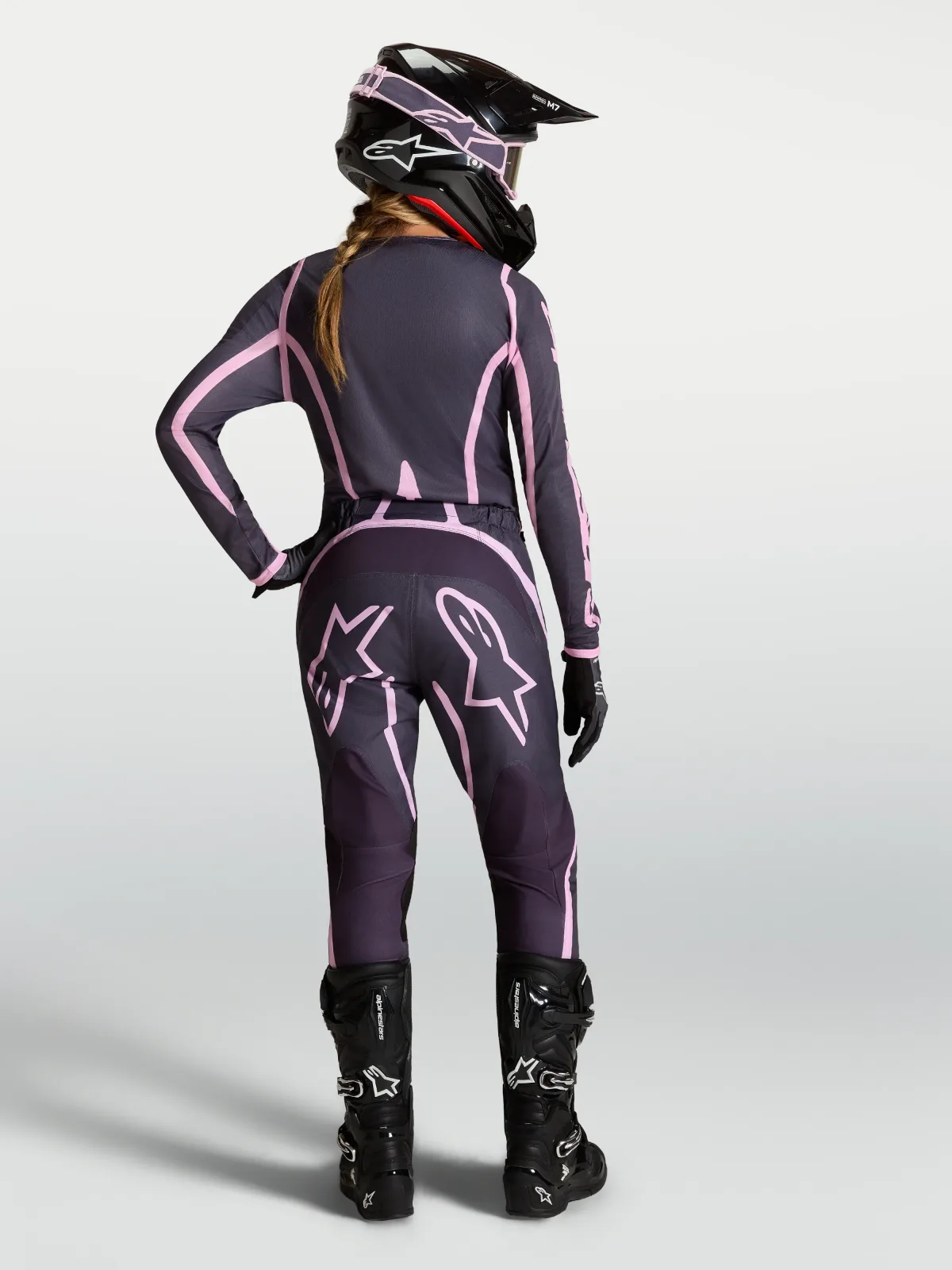 Дамски мотокрос панталон Alpinestars Stella Fluid Apex V2 Graystone Old Pink