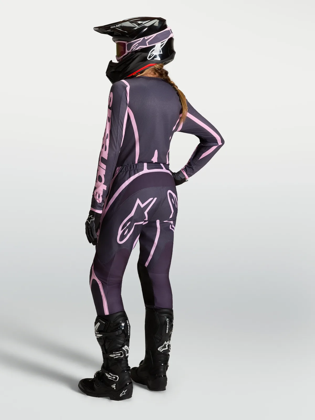 Дамски мотокрос панталон Alpinestars Stella Fluid Apex V2 Graystone Old Pink