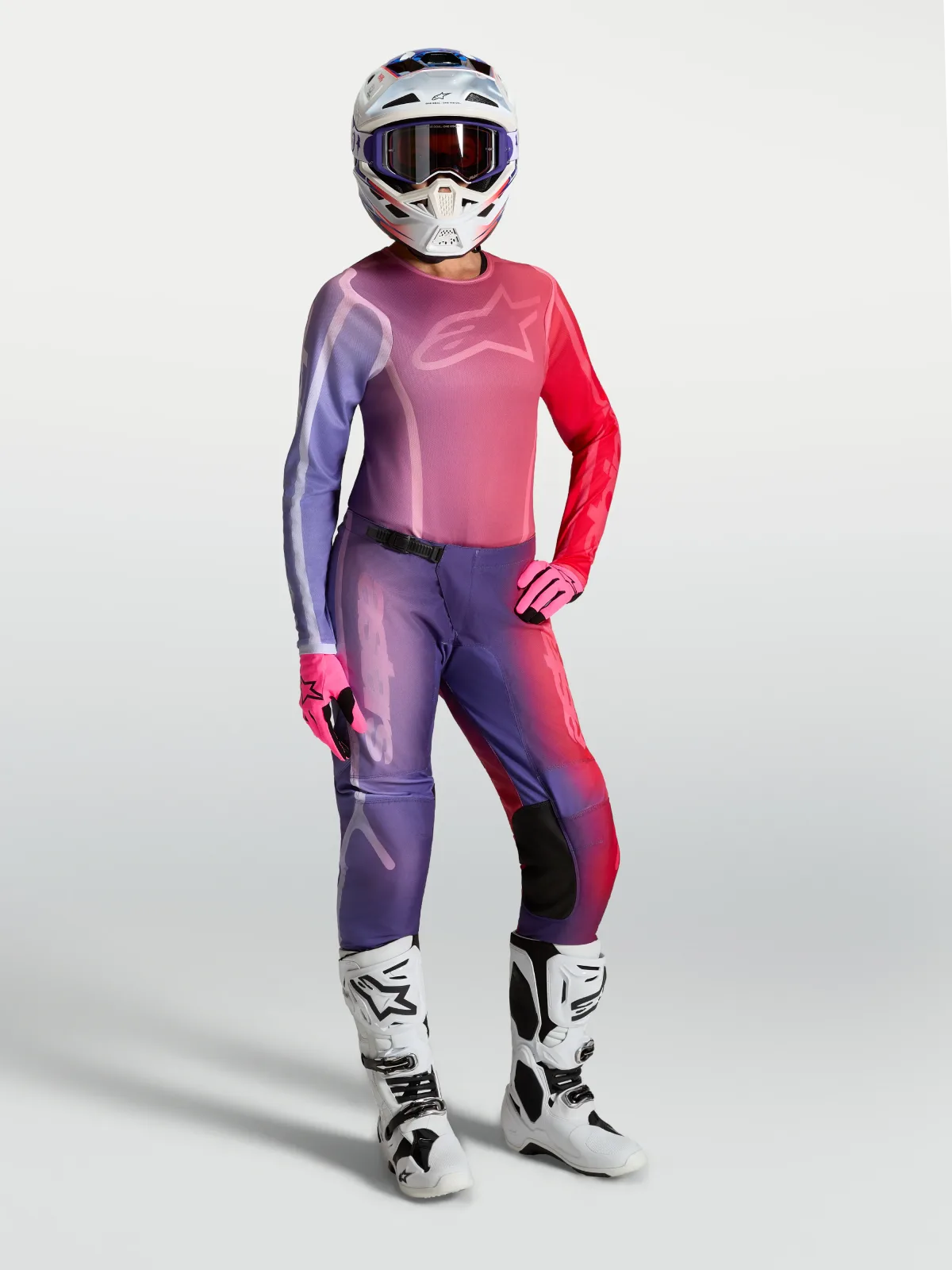 Дамски мотокрос панталон Alpinestars Stella Fluid Kepler Purple Rouge Red