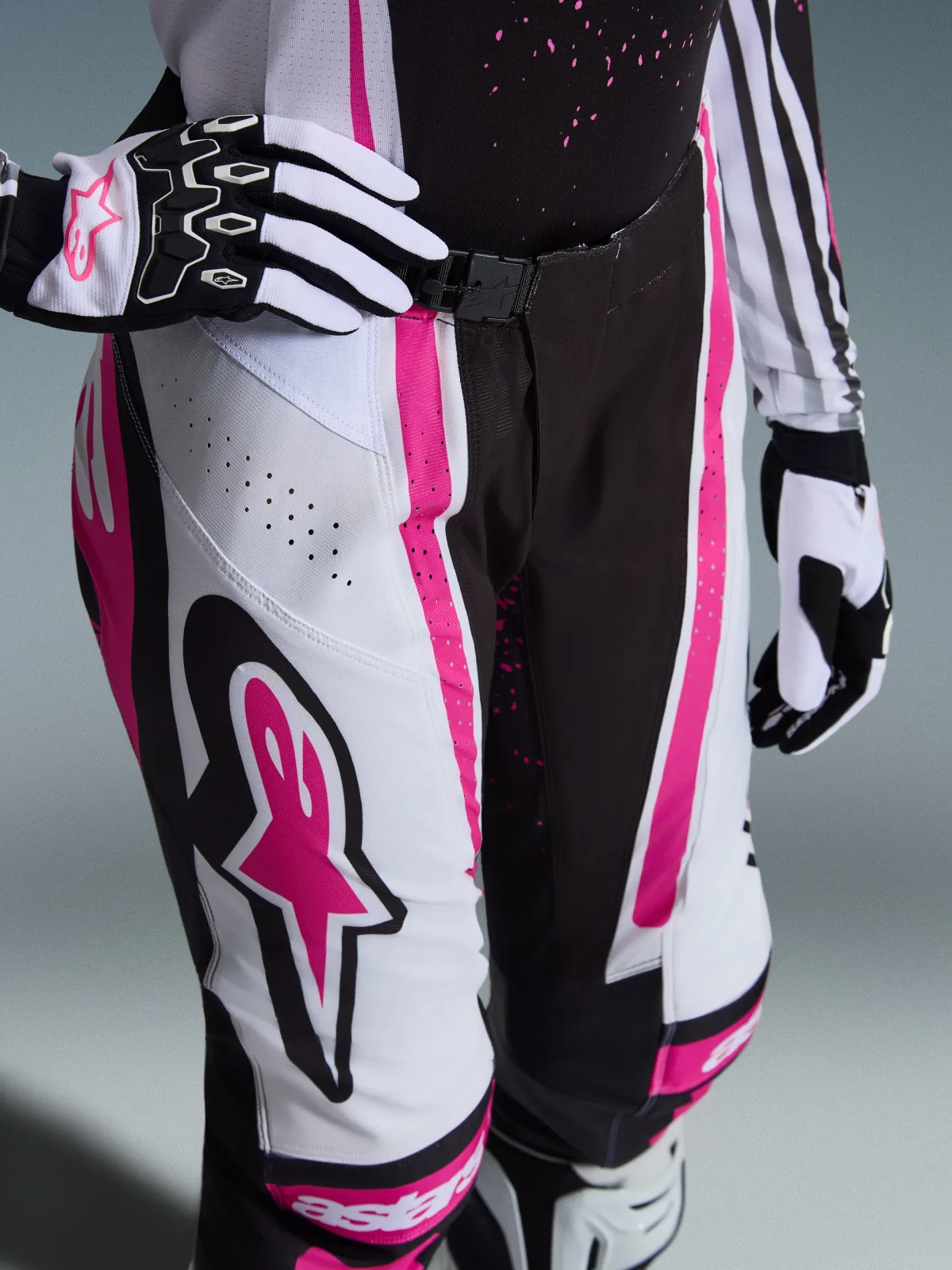 Дамски мотокрос панталон Alpinestars Stella Techstar Nomur Black White Fuchsia